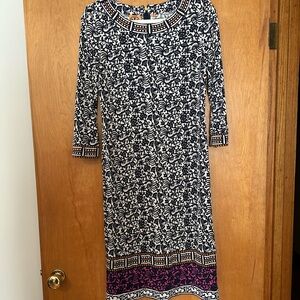 Tory Burch Black and White Long Sleeve Dress